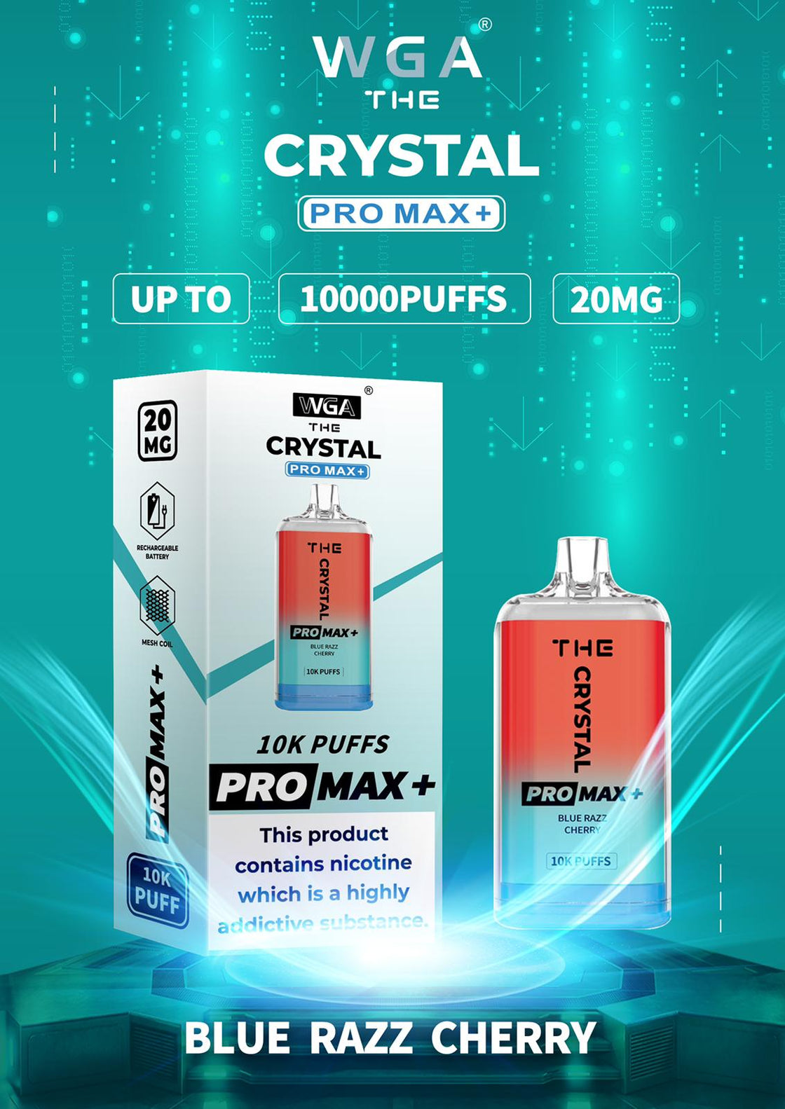 The Crystal Pro Max + 10000  Zero Nicotine Box Of 10