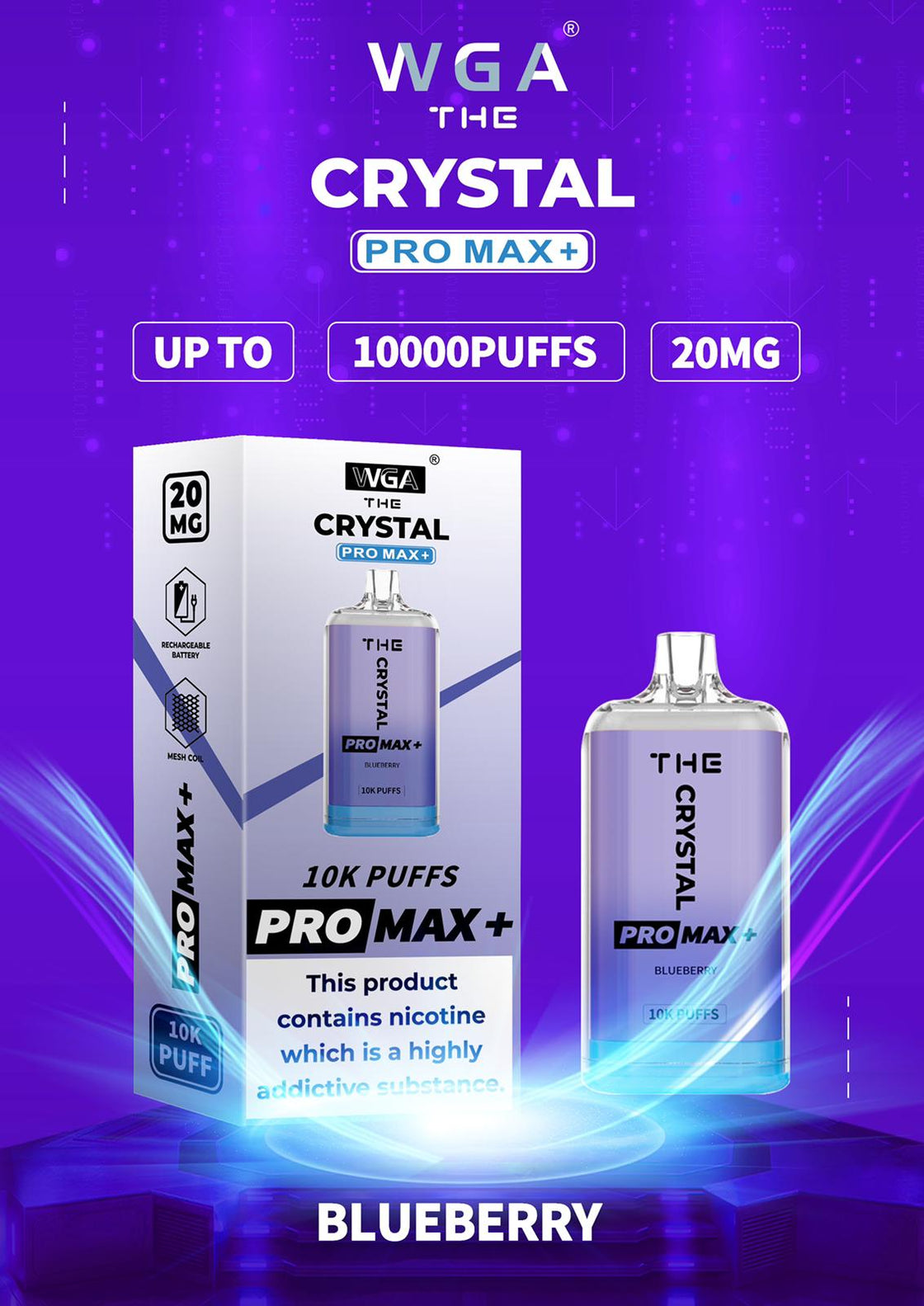 The Crystal Pro Max + 10000 Puffs ZERO NICOTINE