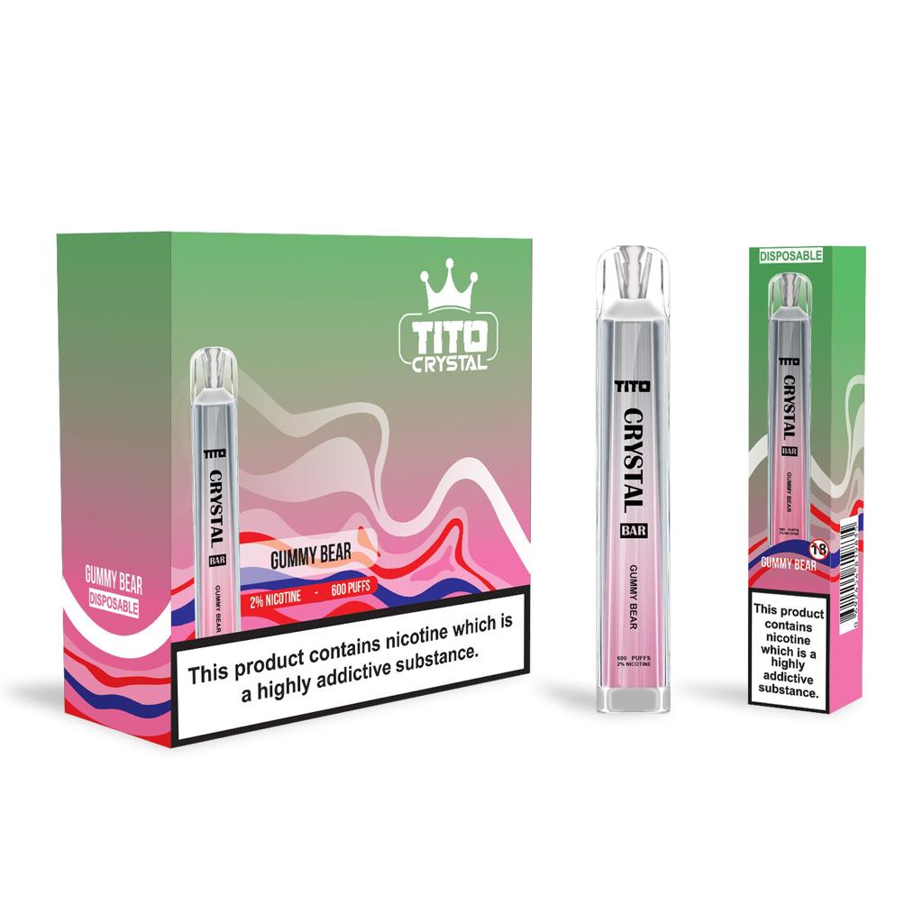 Tito Crystal Bar Vape Pen 600 Puffs Disposable Vape (Pack of 10)