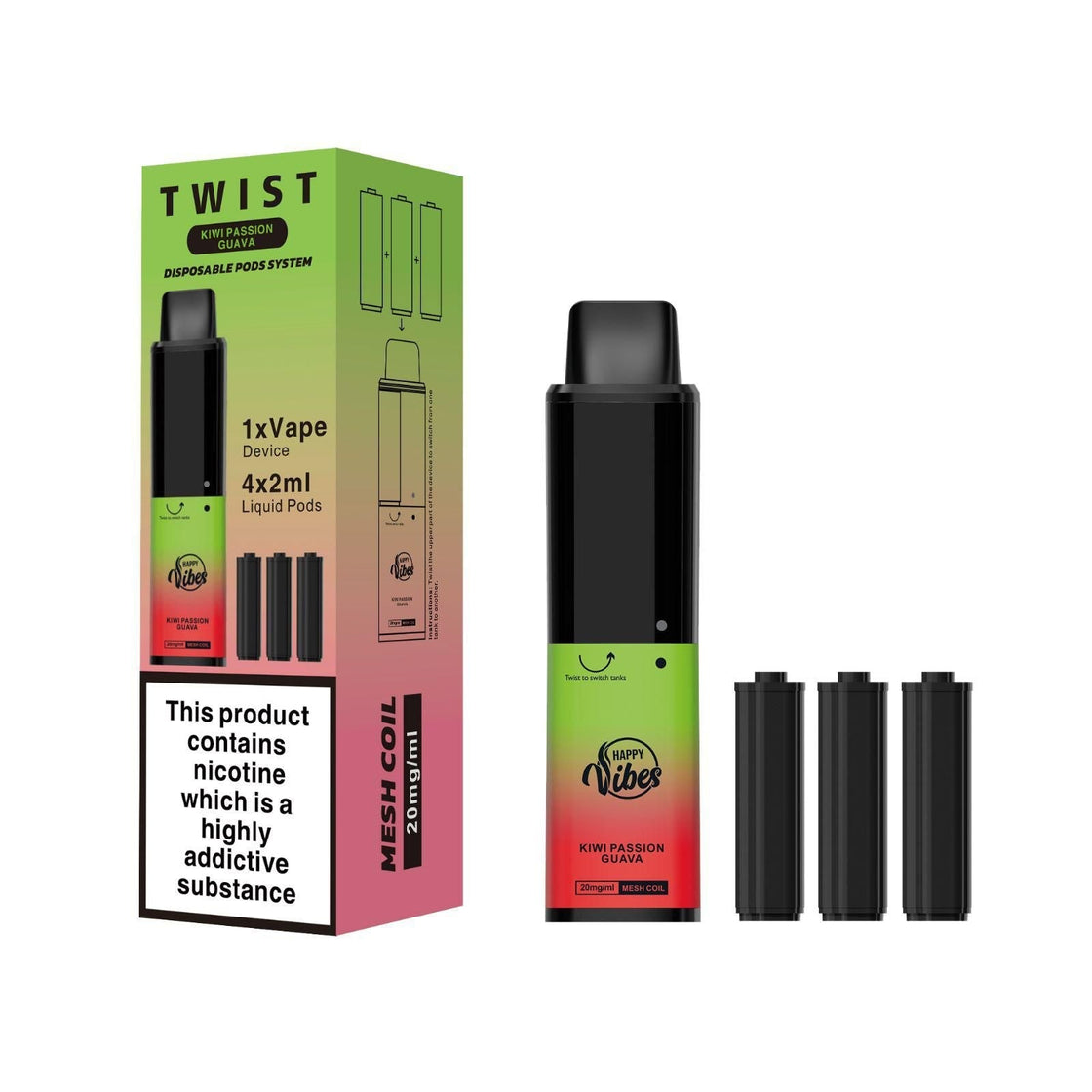 Happy Vibes Twist 2400 Disposable Vape Pod Kit - #Simbavapes#