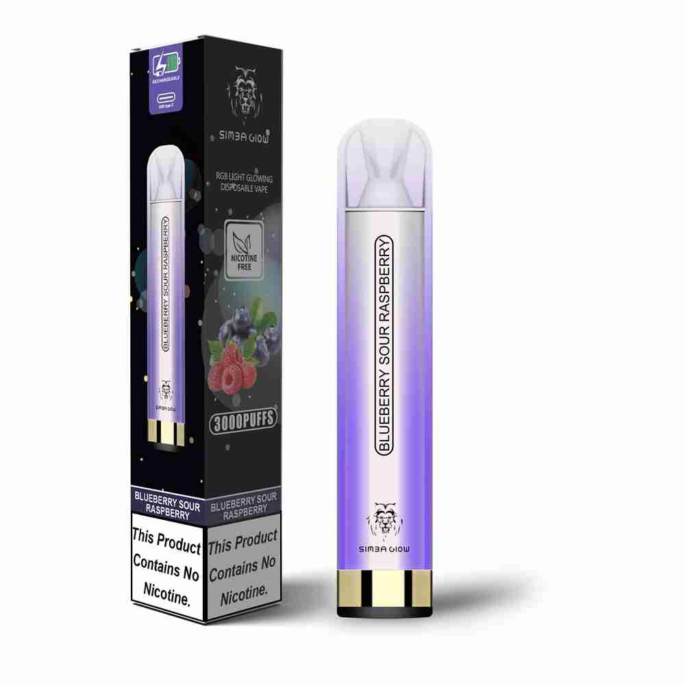 Simba Glow Bar 3000 Puffs Disposable Vape Pen E Cigarette, Rechargeable -No Nicotine – 10 Pack - #Simbavapes#